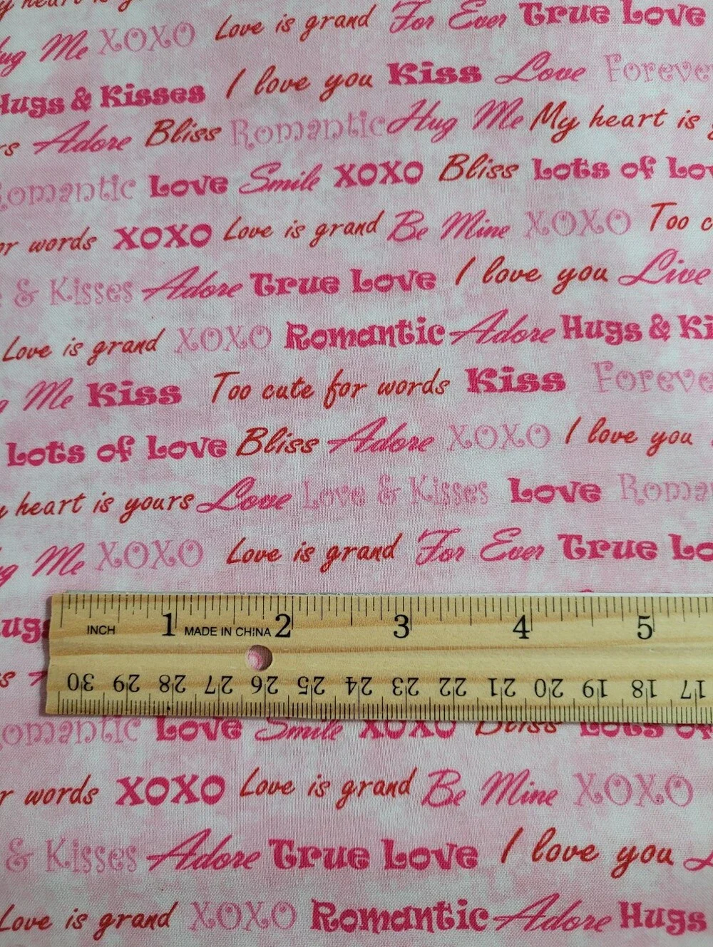 Romance Love Theme Script Sewing Fabric Pink & Red 3 Yards (1139)